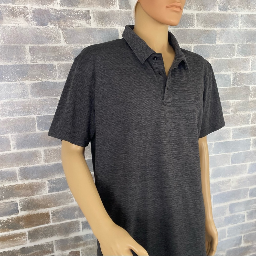 Men’s Falls Creek Polo Polyester Shirt Gray 3 Button Placket Size XL